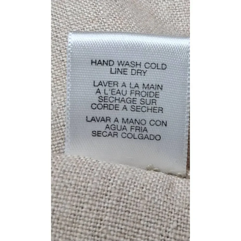 Michael kors womens size 12 wide leg cropped pants 100% linen tan beige - Picture 9 of 9